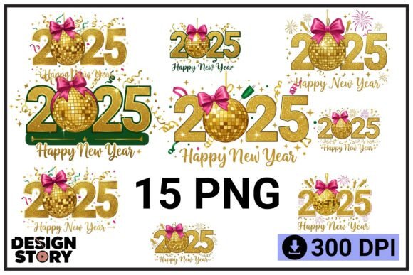 Download 2025 Happy New Year Gold Disco Ball - New Collection