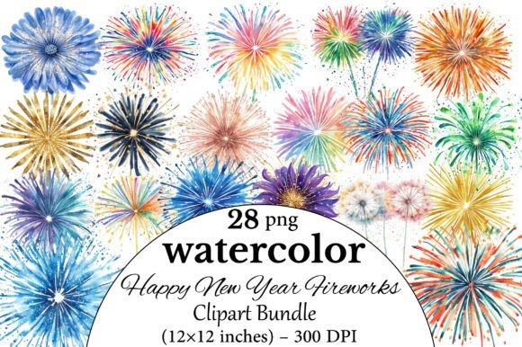 Download Happy New Year Fireworks Clipart Bundle - New Collection