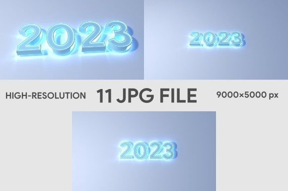 Download 2023 New Year Blue Color Neon Effect JPG - New Collection