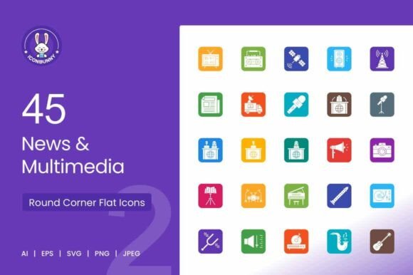 Download News &amp; Multimedia Filled Round Corner - New Collection